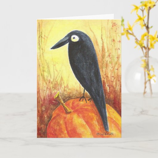 Crow on Pumpkin Card Karte (Gelbe Blume)