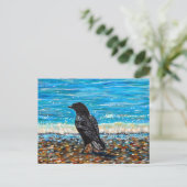 Crow on the Beach 2 Painting Postkarte (Stehend Vorderseite)