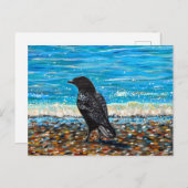 Crow on the Beach 2 Painting Postkarte (Vorne/Hinten)