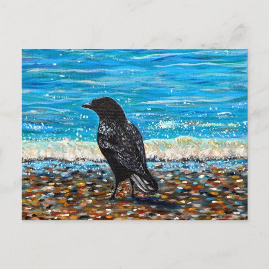 Crow on the Beach 2 Painting Postkarte (Vorderseite)