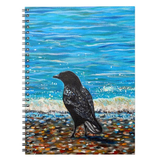 Crow on the Beach 3 Painting Notizblock (Vorderseite)