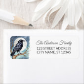 Crow on Tree mit MondHalloween-Rücksendeadresse (Insitu)