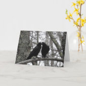 Crow-Pair-Grußkarte, schwarz, innen Karte (Gelbe Blume)