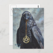 Crow-Pentagramm Postkarte (Vorne/Hinten)