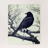 Crow Perched on Bare Winter Branches Puzzle (Vertikal)
