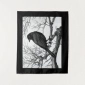 Crow Perched on Bare Winter Branches Wandteppich (Vorderseite)