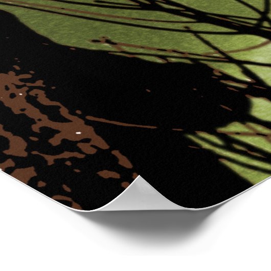 Crow Perching auf einem Poster für einen toten Bau (Ecke)