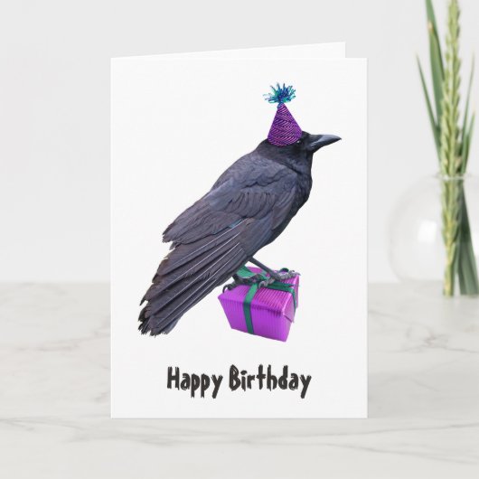 Crow Present Birthday Card Karte (Vorderseite)