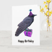 Crow Present Birthday Card Karte (Gelbe Blume)