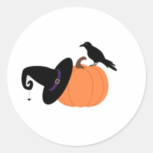 Crow & Pumpkin Runder Aufkleber