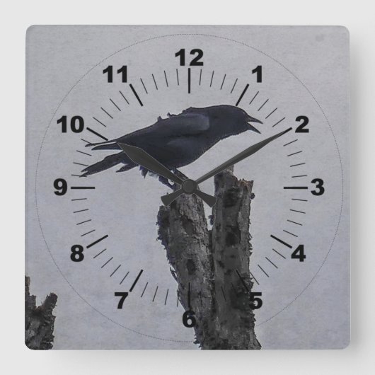 Crow Quadratische Wanduhr (Vorderseite)