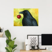 Crow Raven Bird 55 mit Kirsche Poster (Heimbüro)