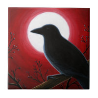 Crow Raven Bird 62 Moon Red