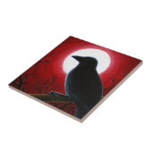 Crow Raven Bird 62 Moon Red Fliese (Seite)