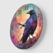 Crow Raven Bird 97 Große Wanduhr (Winkel)