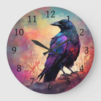 Crow Raven Bird 97 Große Wanduhr