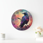 Crow Raven Bird 97 Große Wanduhr (Zuhause)
