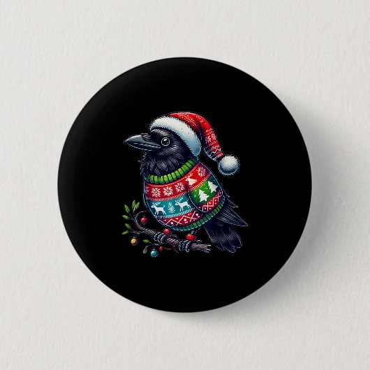 Crow Raven Bird Ugly Sweater Weihnachtsmannmütze W Button (Vorderseite)