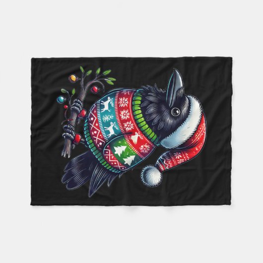 Crow Raven Bird Ugly Sweater Weihnachtsmannmütze W Fleecedecke (Vorderseite (Horizontal))