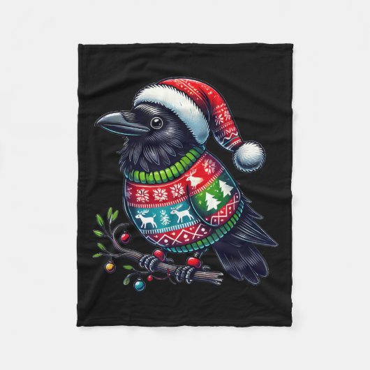Crow Raven Bird Ugly Sweater Weihnachtsmannmütze W Fleecedecke (Vorderseite)