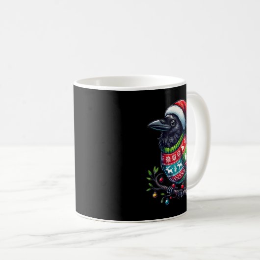 Crow Raven Bird Ugly Sweater Weihnachtsmannmütze W Kaffeetasse (VorderseiteRechts)