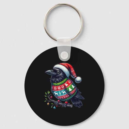 Crow Raven Bird Ugly Sweater Weihnachtsmannmütze W Schlüsselanhänger (Vorderseite)
