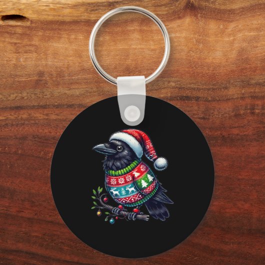 Crow Raven Bird Ugly Sweater Weihnachtsmannmütze W Schlüsselanhänger (Vorderseite)