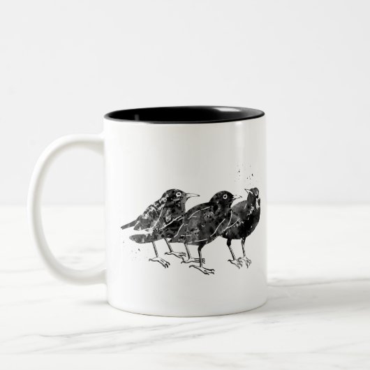 Crow, Raven Birds Zweifarbige Tasse (Links)