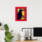 Crow Raven Colorful Red Bird Animal Fun Painting Poster (Heimbüro)
