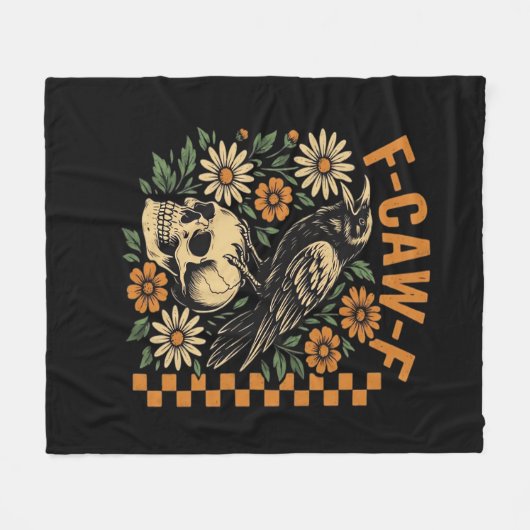 Crow Raven F-Caw-F Cool Unique Fleecedecke (Vorderseite (Horizontal))