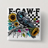 Crow Raven F-CAW-F Funny Halloween Button (Vorderseite)