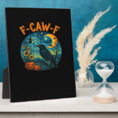 Crow Raven F-Caw-F Funny Halloween Gothic Checkere Fotoplatte (Seite)