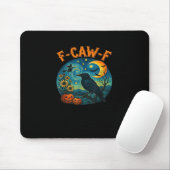 Crow Raven F-Caw-F Funny Halloween Gothic Checkere Mousepad (Mit Mouse)