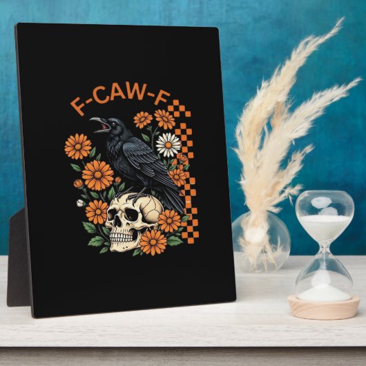 Crow Raven F-Caw-F Funny Halloween Gothic Creative Fotoplatte (Seite)