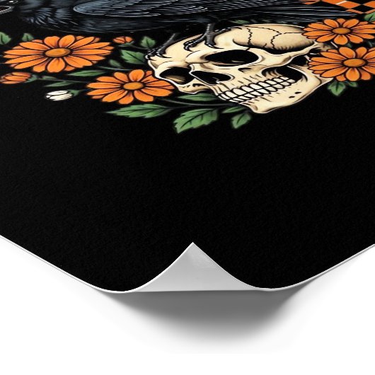Crow Raven F-Caw-F Funny Halloween Gothic Creative Poster (Ecke)