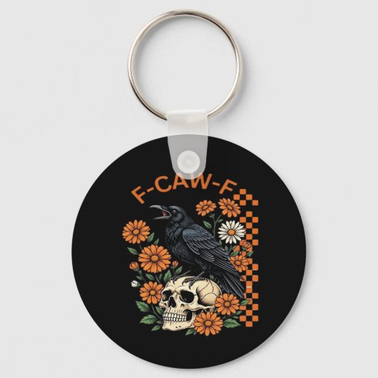 Crow Raven F-Caw-F Funny Halloween Gothic Creative Schlüsselanhänger (Vorderseite)