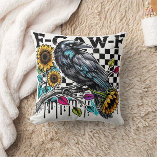 Crow Raven F-CAW-F Funny Halloween Kissen