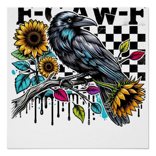 Crow Raven F-CAW-F Funny Halloween Poster (Vorderseite)