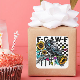 Crow Raven F-CAW-F Funny Halloween Quadratischer Aufkleber