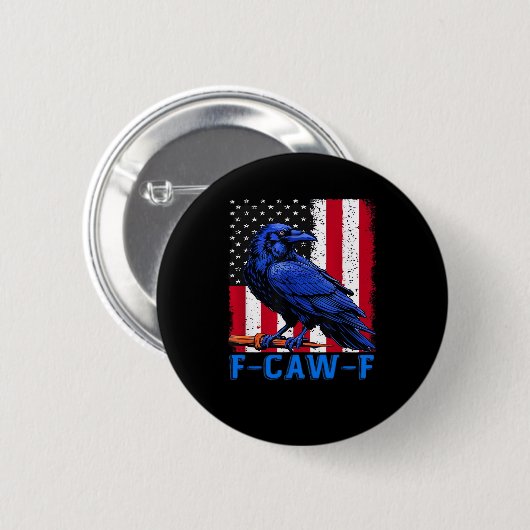 Crow Raven Funny F-Caw-F Minimal Clean Button (Vorne & Hinten)