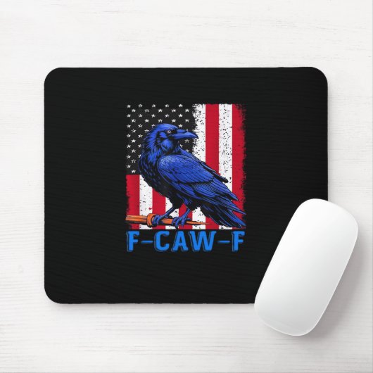 Crow Raven Funny F-Caw-F Minimal Clean Mousepad (Mit Mouse)