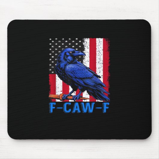 Crow Raven Funny F-Caw-F Minimal Clean Mousepad (Vorne)