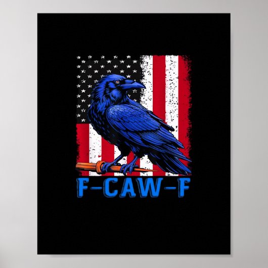 Crow Raven Funny F-Caw-F Minimal Clean Poster (Vorne)