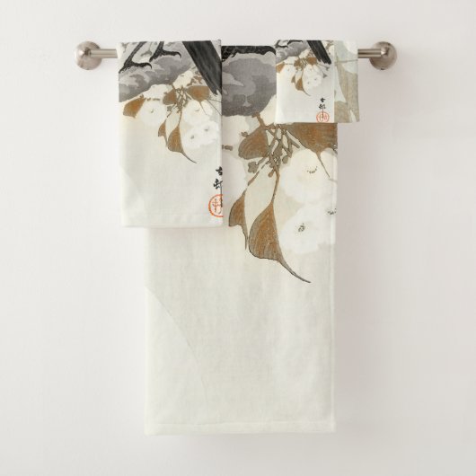 Crow Raven Koson Japanese Bird Badhandtuch Set (Insitu)