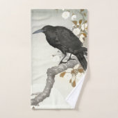 Crow Raven Koson Japanese Bird Badhandtuch Set (Handtuch)