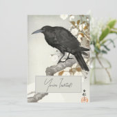 Crow Raven Koson Japanese Bird Einladung (Stehend Vorderseite)