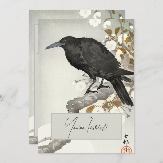 Crow Raven Koson Japanese Bird Einladung (Vorne/Hinten)