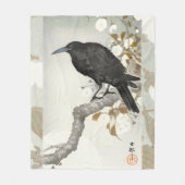 Crow Raven Koson Japanese Bird Fleecedecke (Vorderseite)