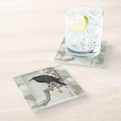 Crow Raven Koson Japanese Bird Glasuntersetzer (Schrägansicht)