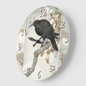 Crow Raven Koson Japanese Bird Große Wanduhr (Winkel)